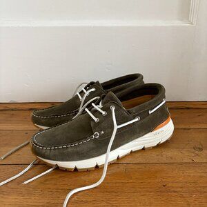 EasyMoc Mens Merrimack Boat Shoe | Olive Suede | Size 9